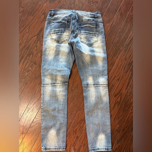 Kilogram blue washed curve biker vintage jeans men 36\31 cotton spandex - Picture 3 of 8